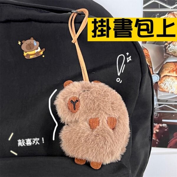 C033.C034 可愛卡通毛絨公仔水豚.水果.小貓鑰匙扣.掛飾 - 圖片 4