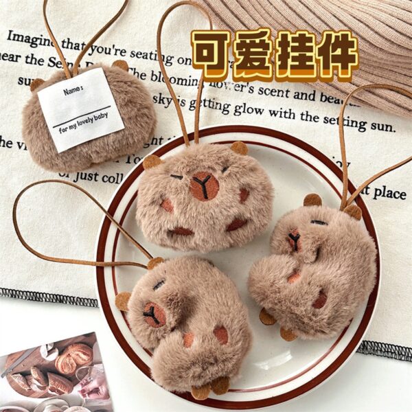 C033.C034 可愛卡通毛絨公仔水豚.水果.小貓鑰匙扣.掛飾 - 圖片 5