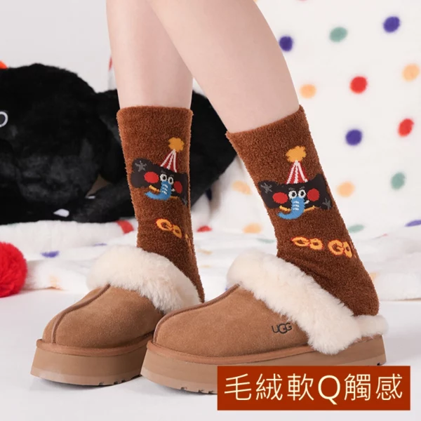 w0027 可愛卡通小象多巴胺條紋中筒襪.棉襪 - 圖片 9