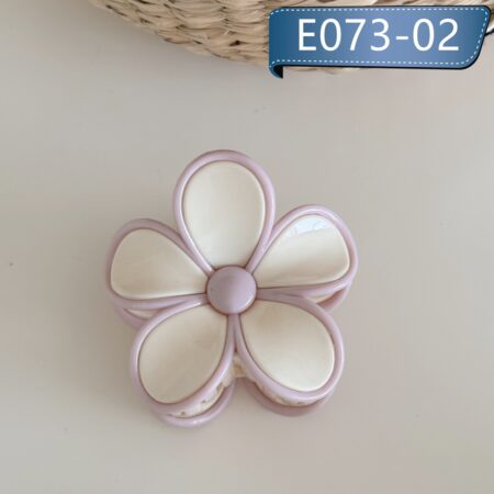 E073 拼色花朵盤髮鯊魚夾.馬尾夾 - E073-02