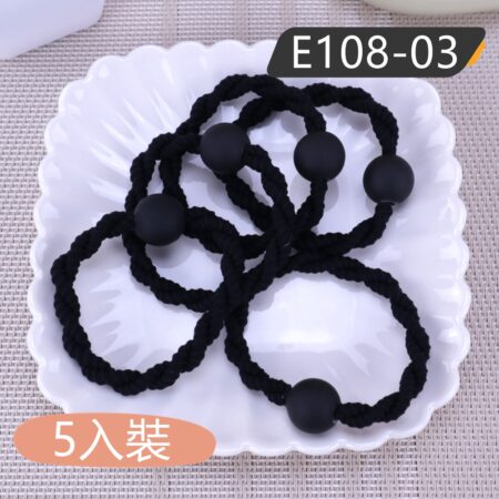 E108 高彈性髮束.髮圈 (5入裝) - E108-03(黑色)