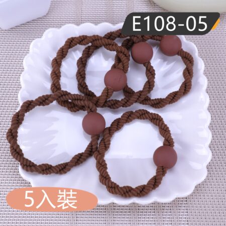 E108 高彈性髮束.髮圈 (5入裝) - E108-05(咖啡色)
