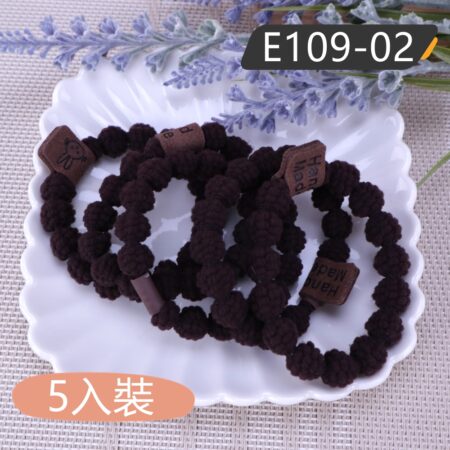 E109 高彈性髮束.髮圈 (5入裝) - E109-02(深咖啡)