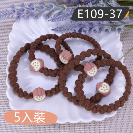 E109 高彈性髮束.髮圈 (5入裝) - E109-37(草莓咖啡色)