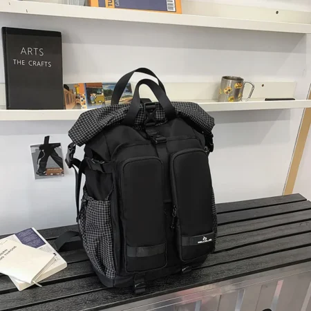88004 大學生後背包.雙肩大後背.學生書包 - 88004-01黑灰