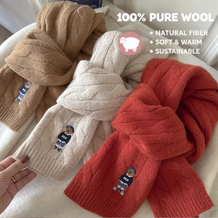 G0004 復古英倫純羊毛刺繡圖案情侶圍巾