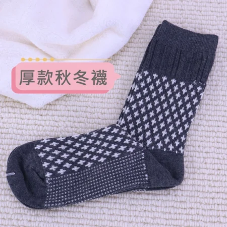w0072 百搭森林系厚款秋冬襪.中筒襪 - W0072-01雙路小花