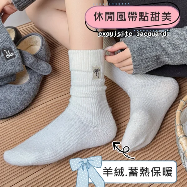 w0073 刺繡加厚秋冬羊毛襪.長襪 - 圖片 11