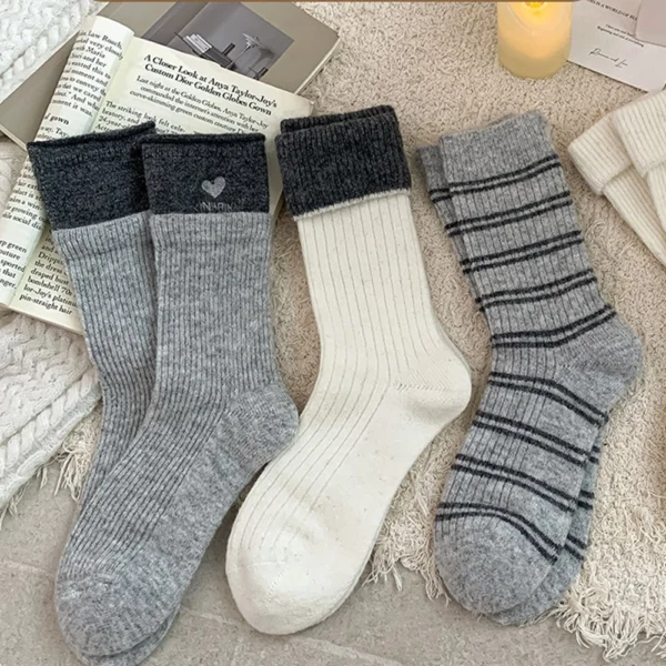 w0073 刺繡加厚秋冬羊毛襪.長襪 - 圖片 5