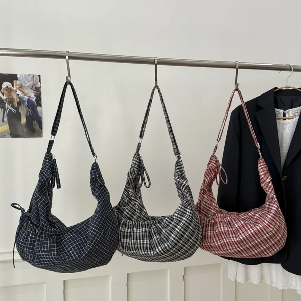 35001 韓版百搭格子餃子包.通勤輕便抽繩斜背包 | 雨朵防水包包專賣店 35001 韓版百搭格子餃子包.通勤輕便抽繩斜背包 | 雨朵防水包包專賣店