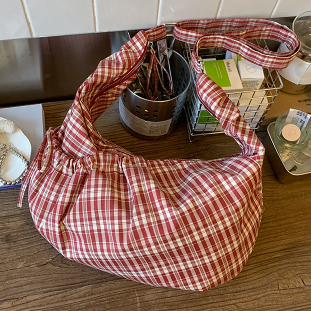 35001 韓版百搭格子餃子包.通勤輕便抽繩斜背包 | 雨朵防水包包專賣店 35001 韓版百搭格子餃子包.通勤輕便抽繩斜背包 | 雨朵防水包包專賣店