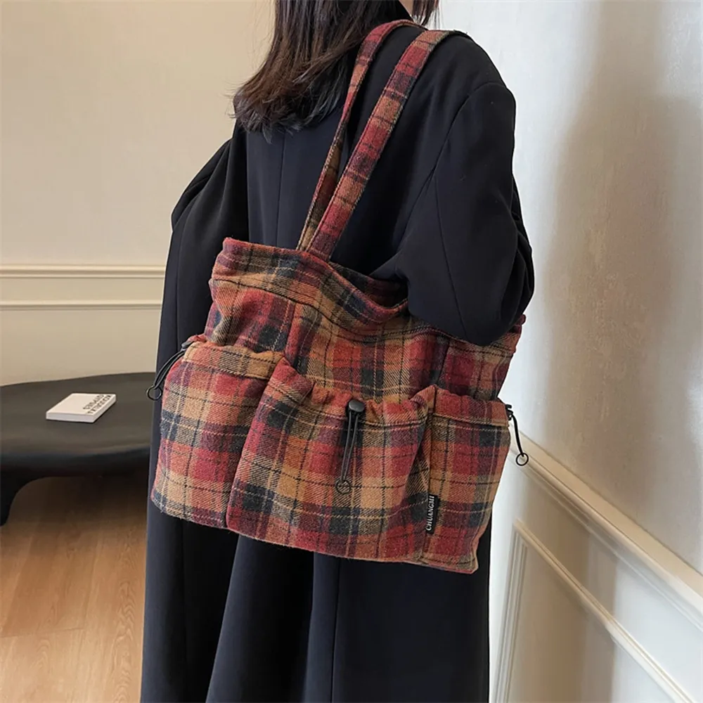 49100 大容量格子慵懶風手提包.肩背包.托特包 | 雨朵防水包包專賣店 49100 大容量格子慵懶風手提包.肩背包.托特包 | 雨朵防水包包專賣店