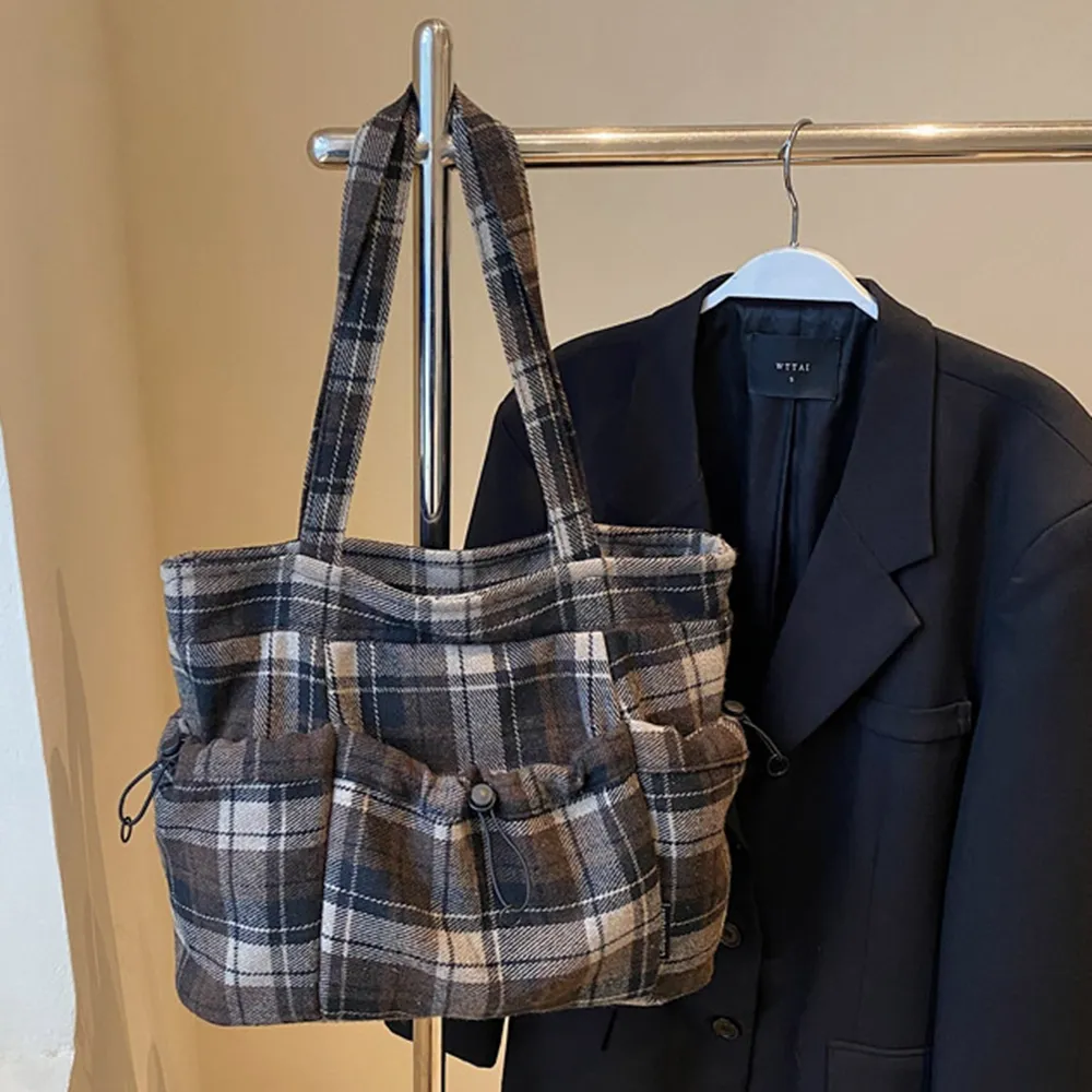 49100 大容量格子慵懶風手提包.肩背包.托特包 | 雨朵防水包包專賣店 49100 大容量格子慵懶風手提包.肩背包.托特包 | 雨朵防水包包專賣店