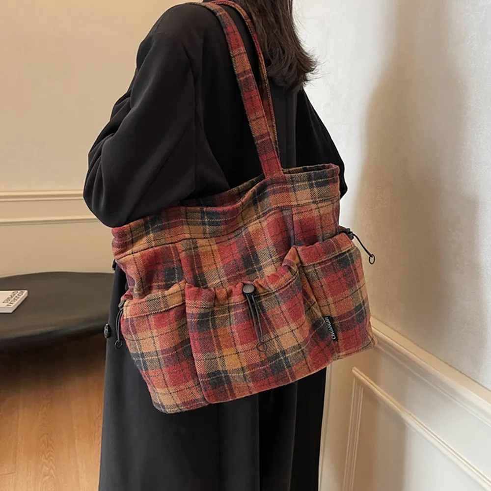 49100 大容量格子慵懶風手提包.肩背包.托特包 | 雨朵防水包包專賣店 49100 大容量格子慵懶風手提包.肩背包.托特包 | 雨朵防水包包專賣店