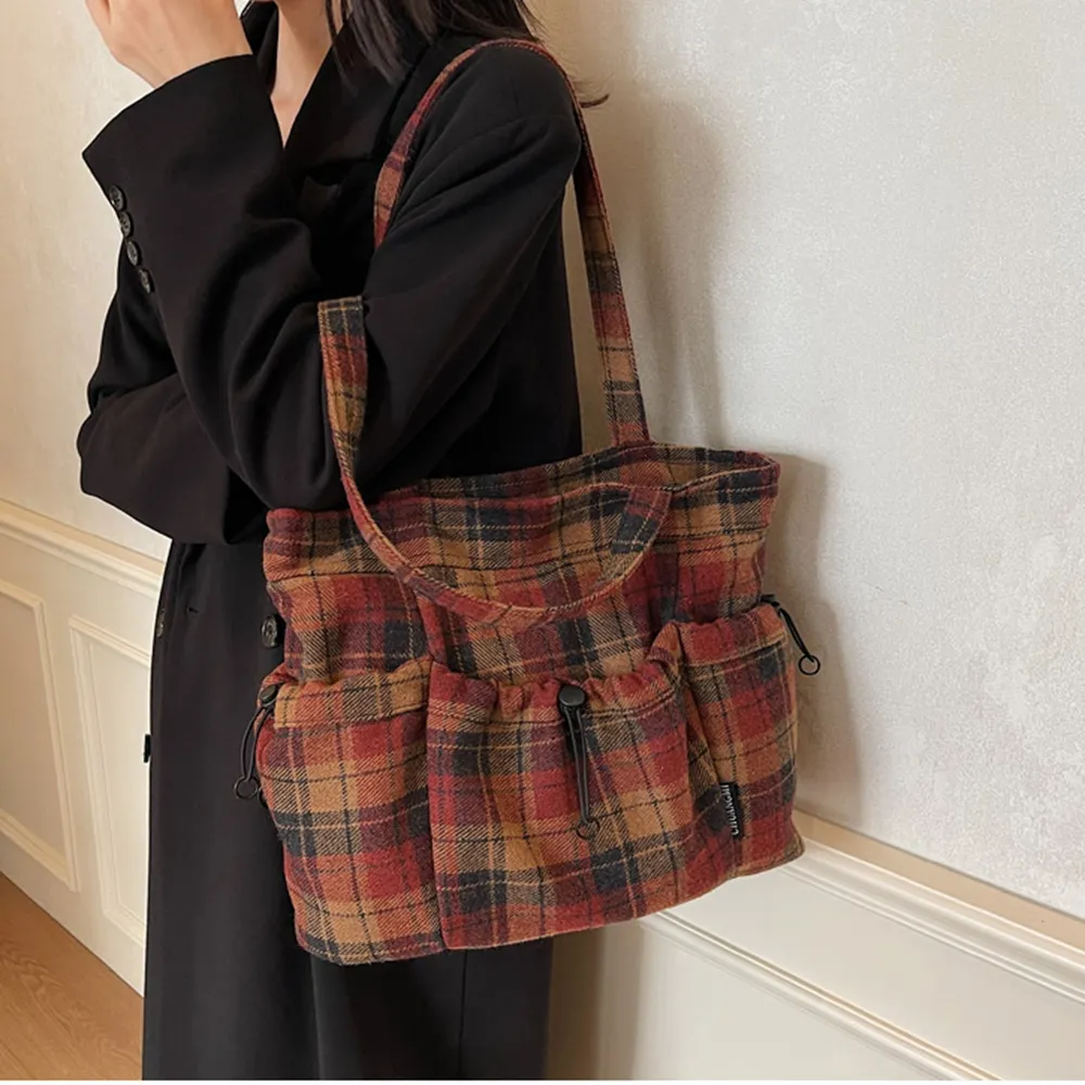 49100 大容量格子慵懶風手提包.肩背包.托特包 | 雨朵防水包包專賣店 49100 大容量格子慵懶風手提包.肩背包.托特包 | 雨朵防水包包專賣店