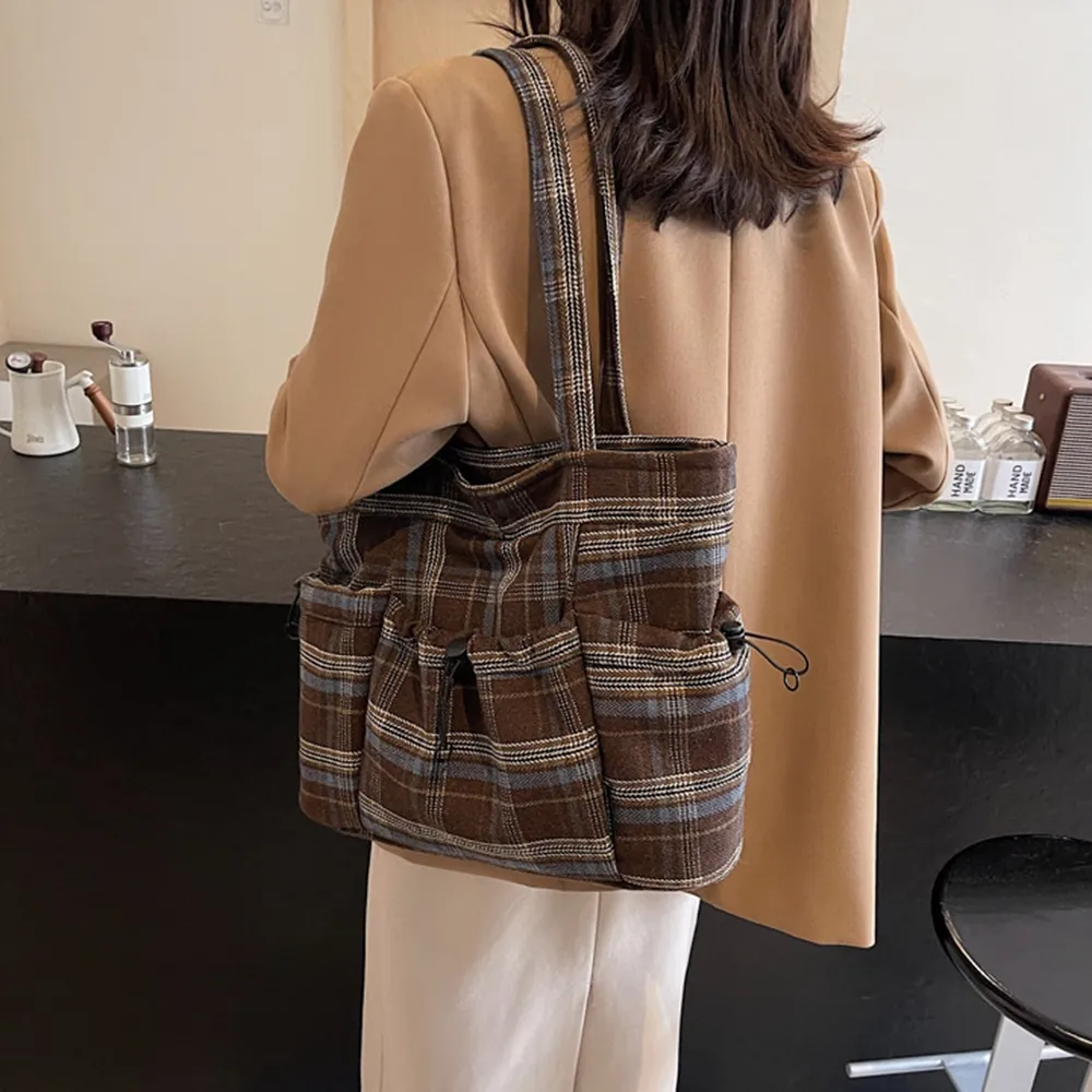 49100 大容量格子慵懶風手提包.肩背包.托特包 | 雨朵防水包包專賣店 49100 大容量格子慵懶風手提包.肩背包.托特包 | 雨朵防水包包專賣店