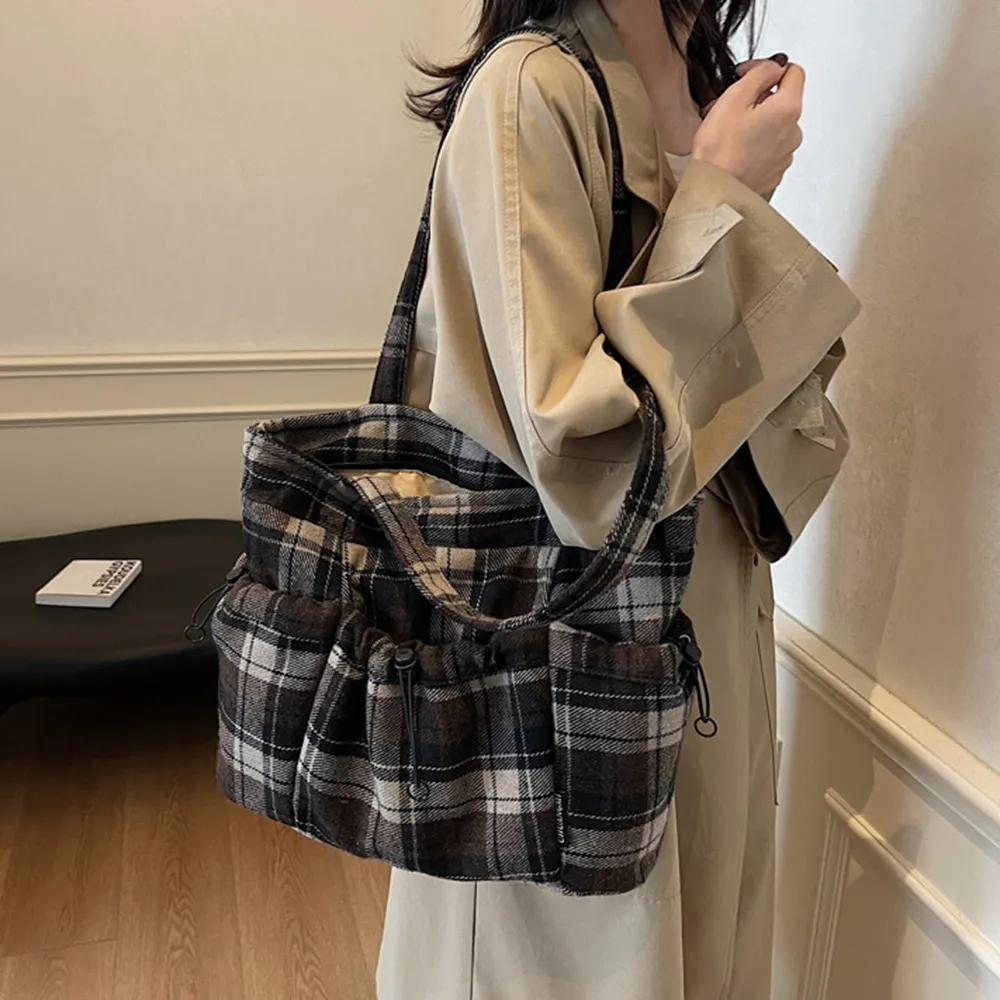 49100 大容量格子慵懶風手提包.肩背包.托特包 | 雨朵防水包包專賣店 49100 大容量格子慵懶風手提包.肩背包.托特包 | 雨朵防水包包專賣店