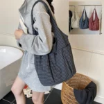 49101 韓系復古格子帆布包.托特包.肩背包