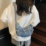 59102 韓版簡約休閒牛仔布斜背包