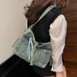 69100 復古潮酷牛仔布托特包.通勤斜背包