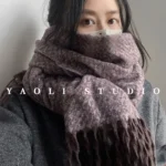 G0006 仿羊絨雪花點點復古流蘇圍巾.柔軟圍脖
