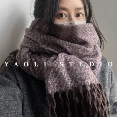 G0006 仿羊絨雪花點點復古流蘇圍巾.柔軟圍脖